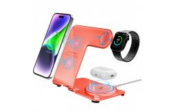 China Stylish High Charging  Effeciency PD/QC Metal Wireless 3 In 1 Charging Stand supplier