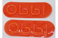 China Injection Molding TPU Raise 3d Cuff Tabs , Sew On Logo Patches supplier