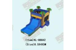 China Palm Tree Commercial Inflatable Bouncy Castle With Water Slide supplier