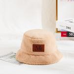 Plain Color Warm Furry Plush Fisherman Bucket Hat For Ladies for sale