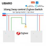 Fireproof PC Shell Material Zigbee TuYa Dual Light Switch Tempered Glass Panel Wall Light Switch 1Gang for sale