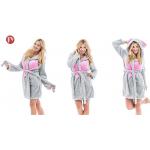 Cute Super Soft Fluffy Womens Plush Fleece Robe , Sherpa Fleece Bathrobe With Animal Hood Pattern for sale