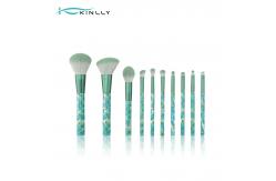 China OEM 10pcs Travel Makeup Brush Set with Marble Lined Plastic Handle supplier