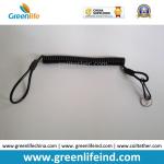 Double loops Wire Reinforced Plastic Spiral Lanyard Transparent Black Anti-theft Retainer