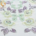 Beautiful Green 3D Embroidery Lace Fabric 20% Polyester For Evening Dresses for sale