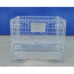 Galvanized Foldable Industrial Wire Container Stackable Space Saving for sale