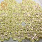 Romantic Custom Made Embroidered Mesh Lace Fabric Polyester 140cm Width