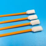 Durable Handle Foam Swabs (50pcs) - 125mm Lint-Free Orange/Black Handle Sponge Head for Sensitive Surface Cleaning for sale