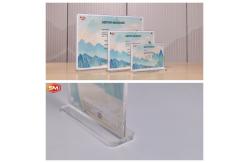 China Magnetic 10x20cm T Shape Acrylic Sign Holder In Table Paper Display Rack supplier