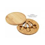 Bamboo Wood Round Slide Out Cheese Board And Knife Set Non - Fragile