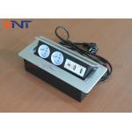 Oval Zinc Alloy Silver Table Pop Up Outlets Box with 3 Meter European Plug for sale