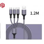 Nylon Braided 3ft 6ft 10ft 3 In 1 Usb 3.0 Charger Cable Micro Usb Type C Fast Charging Data Cable for sale