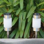 High Bright 1 LED 6000K Solar Garden Post Lights Set of 2 for sale
