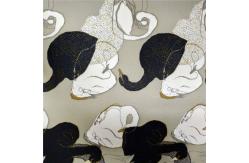 China 32s Yarn Count Stretch Jersey Fabric With Black And White Swans Pattern supplier