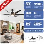 Modern Black Ceiling Fan With Light ABS Blade Energy Saving Low Noise
