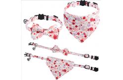 China Custom Adjustable Floral Pet Kitten Collar With Bowtie And Bandanas Metal Buckle supplier