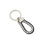 Black And White PU Braided Rope Leather Key Chains Weave Handmade Car Key Holder for sale