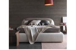 China Linen Fabric Pictures of Wood Double Bed Room Furniture supplier