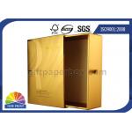 UV Coating Gold Metallic Drawer Paper Box / Luxury Cosmetic Slide Box Packaging for sale