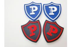 China Silicone Rubber Clothing Main Label , Black 3D Effect Sew On Logo Patches supplier