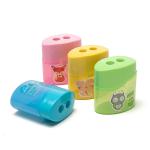 Cartoon Clear Transparent Oval Pencil Sharpener Double Hole for sale