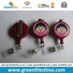 Simle Face Logo Promotional Retractable Round Plastic Reel Holder