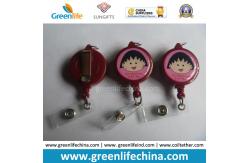 China Simle Face Logo Promotional Retractable Round Plastic Reel Holder supplier