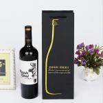 Matte Black Kraft Paper Red Wine Gift Bags With Flexi Loop Handle for sale
