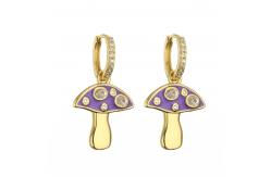 China Cute Enamel Gold Plated Drop Earring Mushroom Dangle Earrings supplier