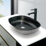 Scratch Resistant Glass Table Top Wash Basin Green Colour Engraving Modern for sale