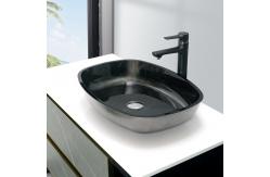 China Scratch Resistant Glass Table Top Wash Basin Green Colour Engraving Modern supplier