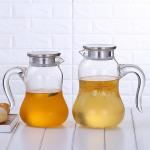 Pyrex Clear Glass Water Pitcher With SS Infuser Lid Gourd Shaped Heat Resistant