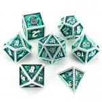 Green DND Dragon and Dungeon Metal Dice Set Customized Personalized Rune Dice Set