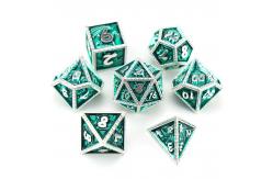 China Green DND Dragon and Dungeon Metal Dice Set Customized Personalized Rune Dice Set supplier