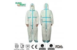China Category III Type4/5/6 Disposable MP Waterproof Coverall With 2-Pieces Hood And Blue Tape supplier