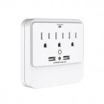 Wall Power Socket And Wall Tap One Input 3 Outlet 2 USB Surge Night Light UL cUL passed for sale
