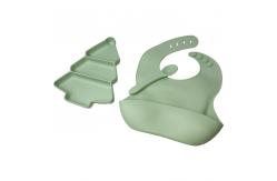 China Baby Silicone Plate And Bib 3 Pcs BPA Free Suction Feeding Set Customized supplier