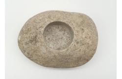 China Natural River Stone Candle Holders , Stone Tea Light Holder Backside With Pads supplier