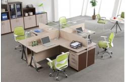 China Custom Office Furniture Partitions With Storage Cabinet , 4 Person Workstation Desk supplier