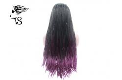 China Black Ladies Synthetic Braided Wigs / Lace Front Twist Braids 28 Inch No Shedding supplier