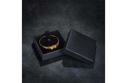 China Custom Pu Leather Black Recycled Paperboard Jewelry Box with Foam Insert supplier