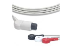 China 3 Lead AHA Fixed Snap ECG Lead Cable Compatible Angle Connector supplier