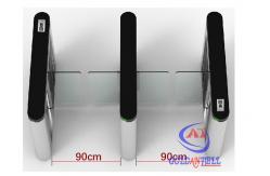 China Security Door Access Control Fingerprint Turnstile Waist High Dual RFID Code Reader supplier