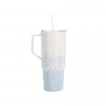 Cross Border 1200ml Single-Wall Tumbler With Shiny Diamonds Handle And Straw for sale