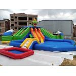 0.9mm PVC Mobile Land Ground Inflatable Water Park With Pool Slide Commercial for sale