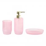 Cloudy Pink Glass Modern Bathroom Accessories Set Round Shape Hand Soap Dispenser Soap Dish For Shower Tumbler for sale