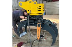 China 10 Ton Excavator Accessory Hydraulic Wood Cutter Machines With Tilting Grapple supplier