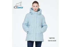 China Moderate Length Winter Coat White Cotton Jacket With Double Zipper And Attached Hood supplier