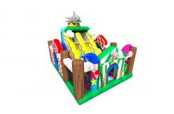 China Fireproof Inflatable Fun City / Inflatable Clown Bouncy Castle With Fence PVC Material supplier