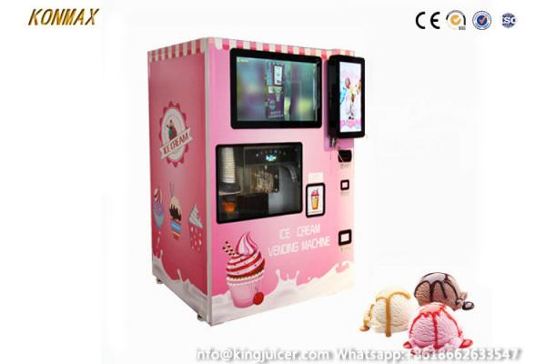 20L Coin Operated Ice Cream Robot Vending Machine 32 Screen